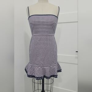 Red Valentino Women's Navy Pink Pale Check Double Ruffle Back Size 44 / 8